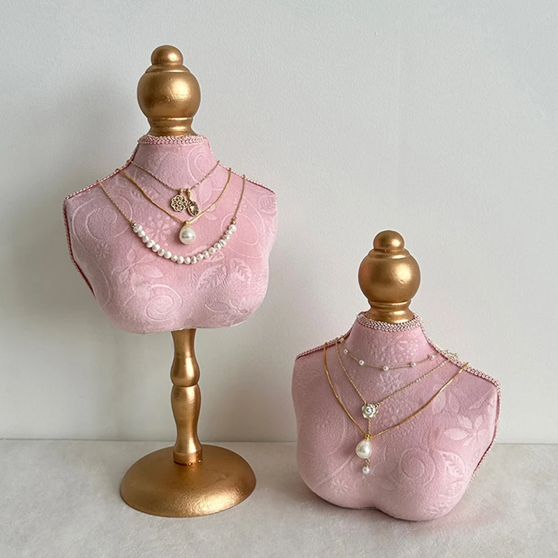 

Mannequin Necklace Display Stand Jewelry Organizer Pink Necklace Holder Storage Portable Jewelry Displays Shelf Showcase Prop