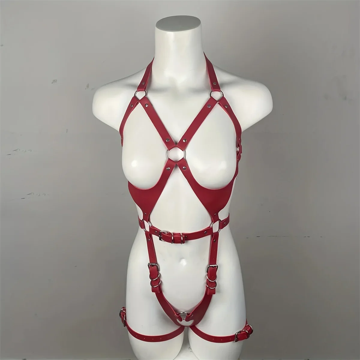 Sexy Leather Lingerie Women Bdsm Harness Set Collar Bondage Body Erotic Leg Bra Cage Suspender Porn 18 Accessorie Adult Clothing