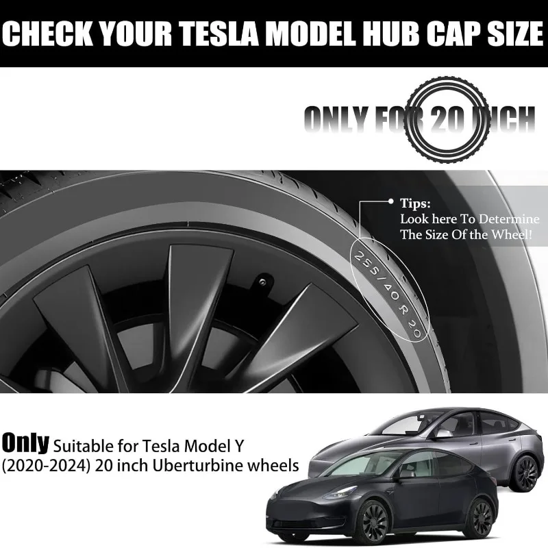 For Tesla Model Y 2021-2023 2024 4PCS 20 Inch Rim Protectors Anti Curb Scratch Rim Guard NOT for Performance Plaid 21 Inch Wheel