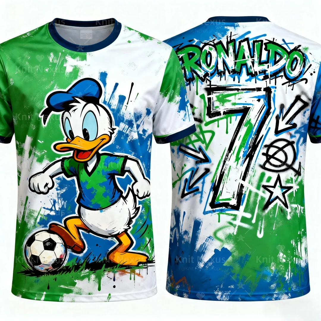 

Дисней Дональд Дак Роналду No Футбольная майка 7, осенняя спортивная футболка для отдыха, быстросохнущая мужская футболка, детская одежда, футболка Y2k для женщин