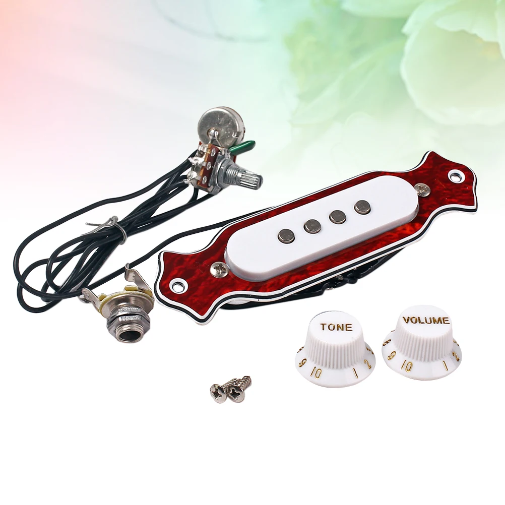 

Metal Dark Red Four-String 4-Pole Soundhole Pickup for Cigar Box Guitar Replacement High Permeability Guitar Pickup
