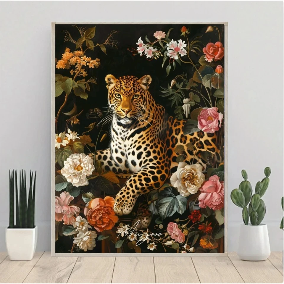 5D DIY Diamond Painting Jungle Leopard Full Square Round Diamond Mosaic Animal Cross Stitch Embroidery Kit Home Decor  V750