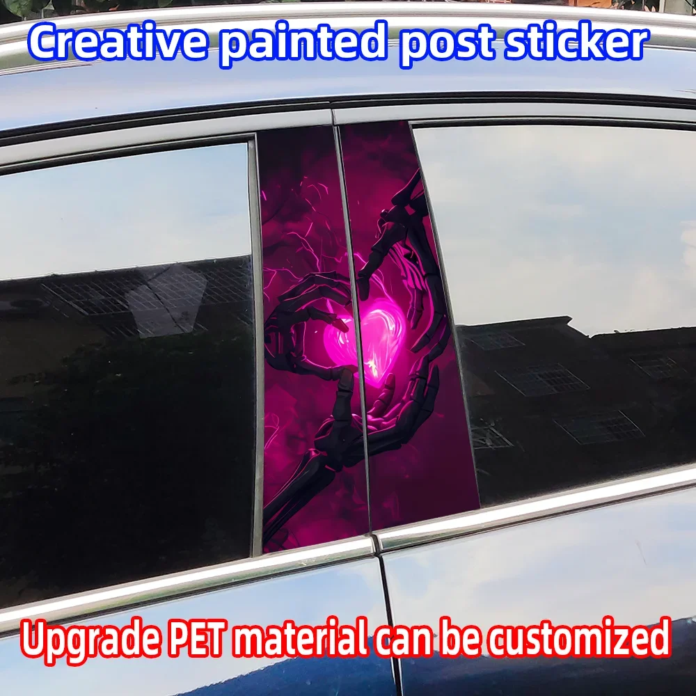 

Heart Skeleton Car Stickers Auto B Pillar Waterproof Sunscreen Decor Cover Scratches Car Door Pillar Vinyl Decals Accessories