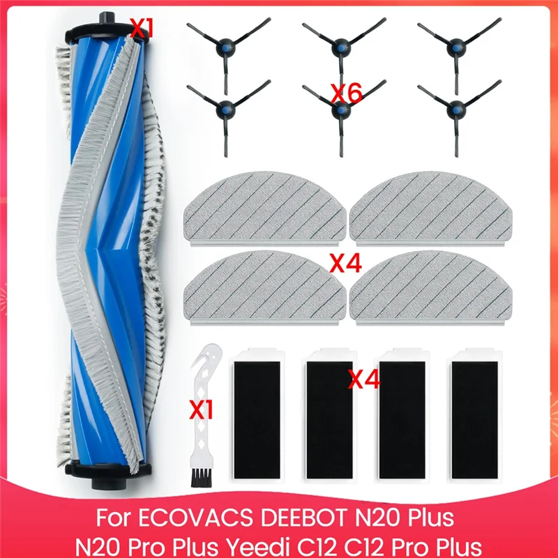 

Replacement Parts For ECOVACS DEEBOT N20 Plus, N20 Pro Plus, Yeedi C12, C12 Pro Plus Robot Vacuum Accessories Kit-A74P