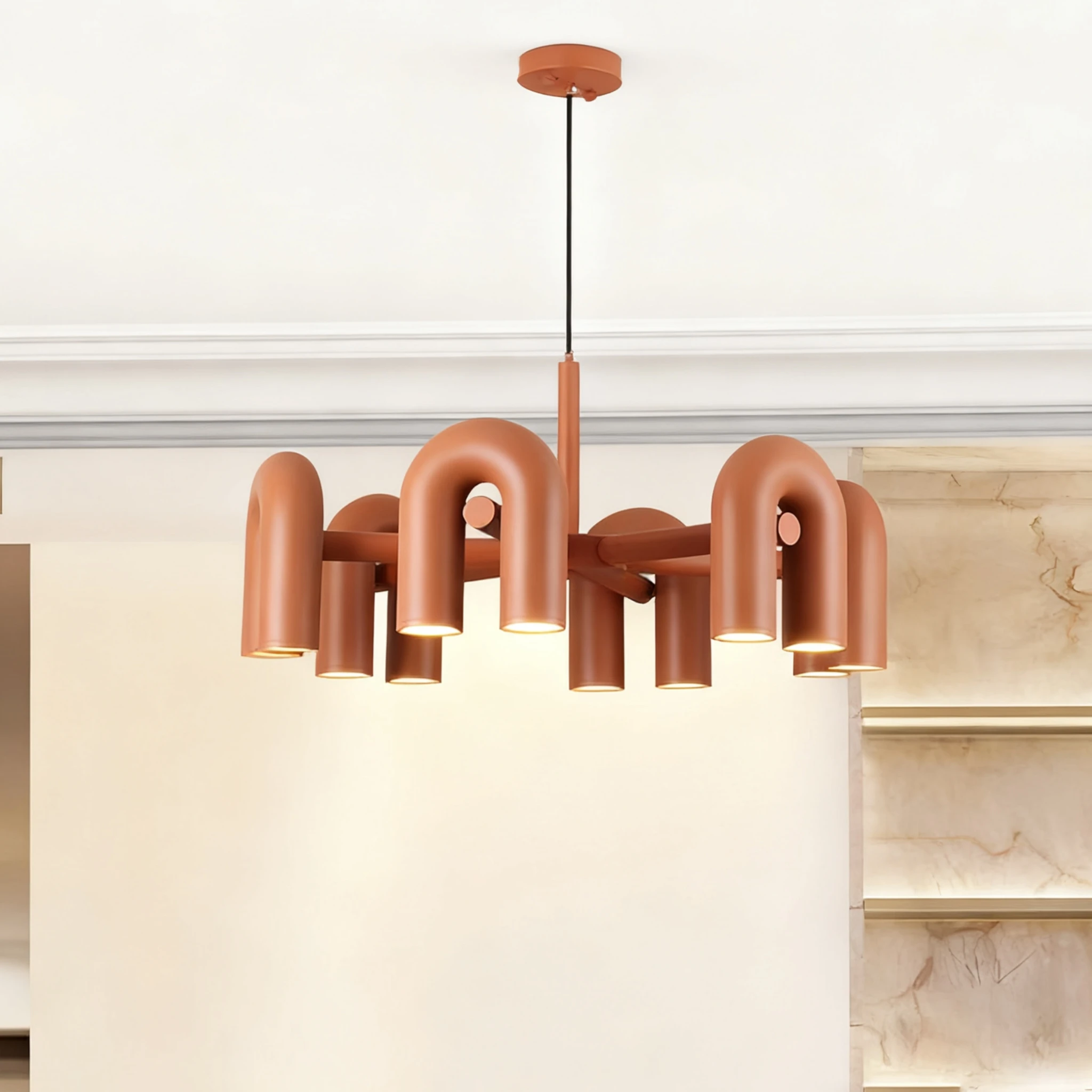 

Creative U-shaped Chandelier Nordic Living Room Restaurant Personality Art Modern Designer Home Decorative LED Pendant Lights