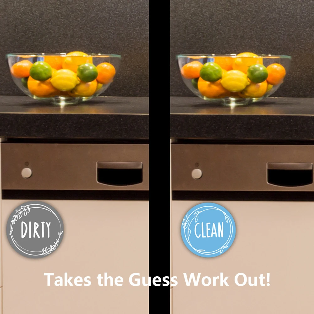 2PC 9CM Dishwasher Magnetic Sign Acrylic Kitchen Dishwasher Magnet Clean Dirty Sign Home Kitchen Restaurant Cleaning Accessories