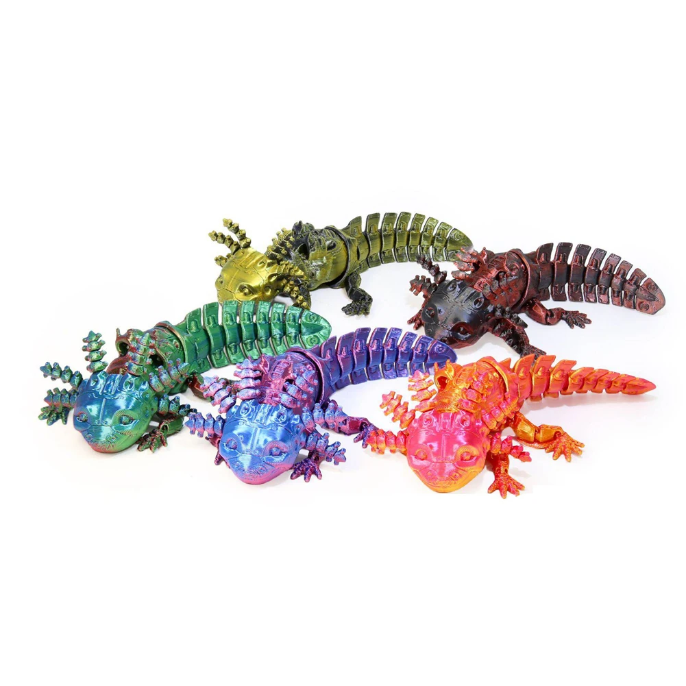 Articulated Mechanical Axolotl Figurine Collectible Articulated Axolotl 3D Printed Animal for Stress Relief Home Decor