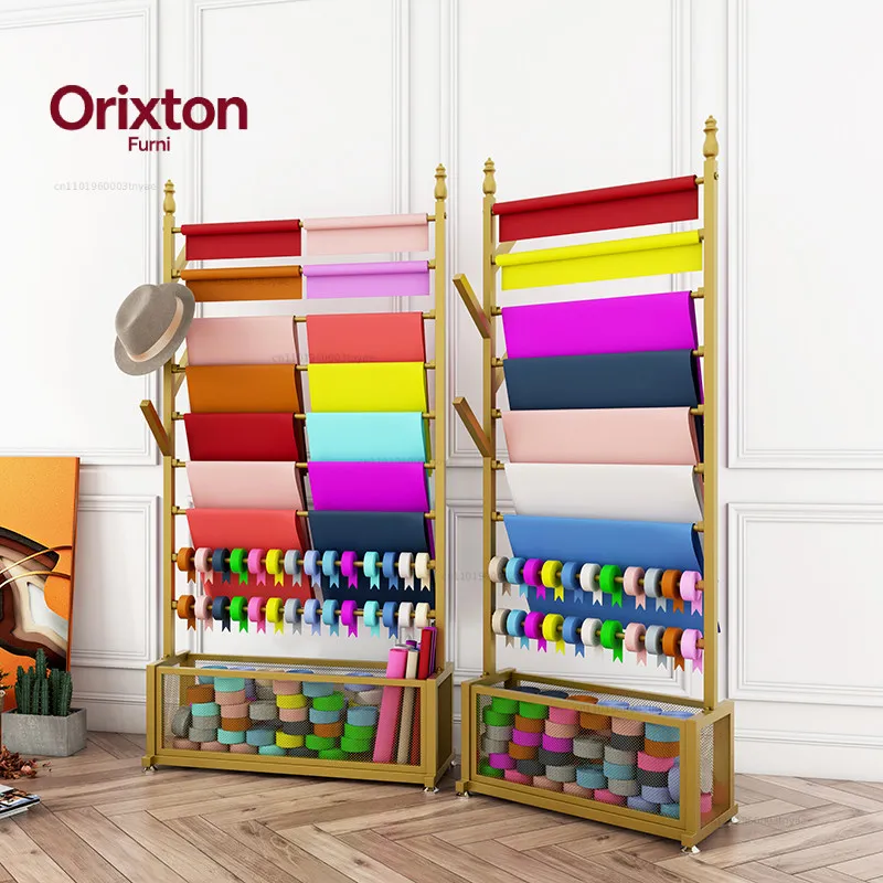 Wrought iron ribbon rack, flower wrapping paper storage rack, flower shop scarf rack, ribbon ribbon finishing floor shelf.