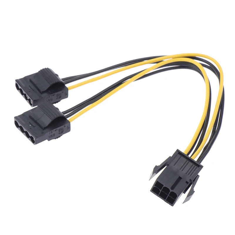 6Pin naar Dual 4Pin IDE Videokaart Netsnoer Adapter Grafische kaart Voedingskabelconnector