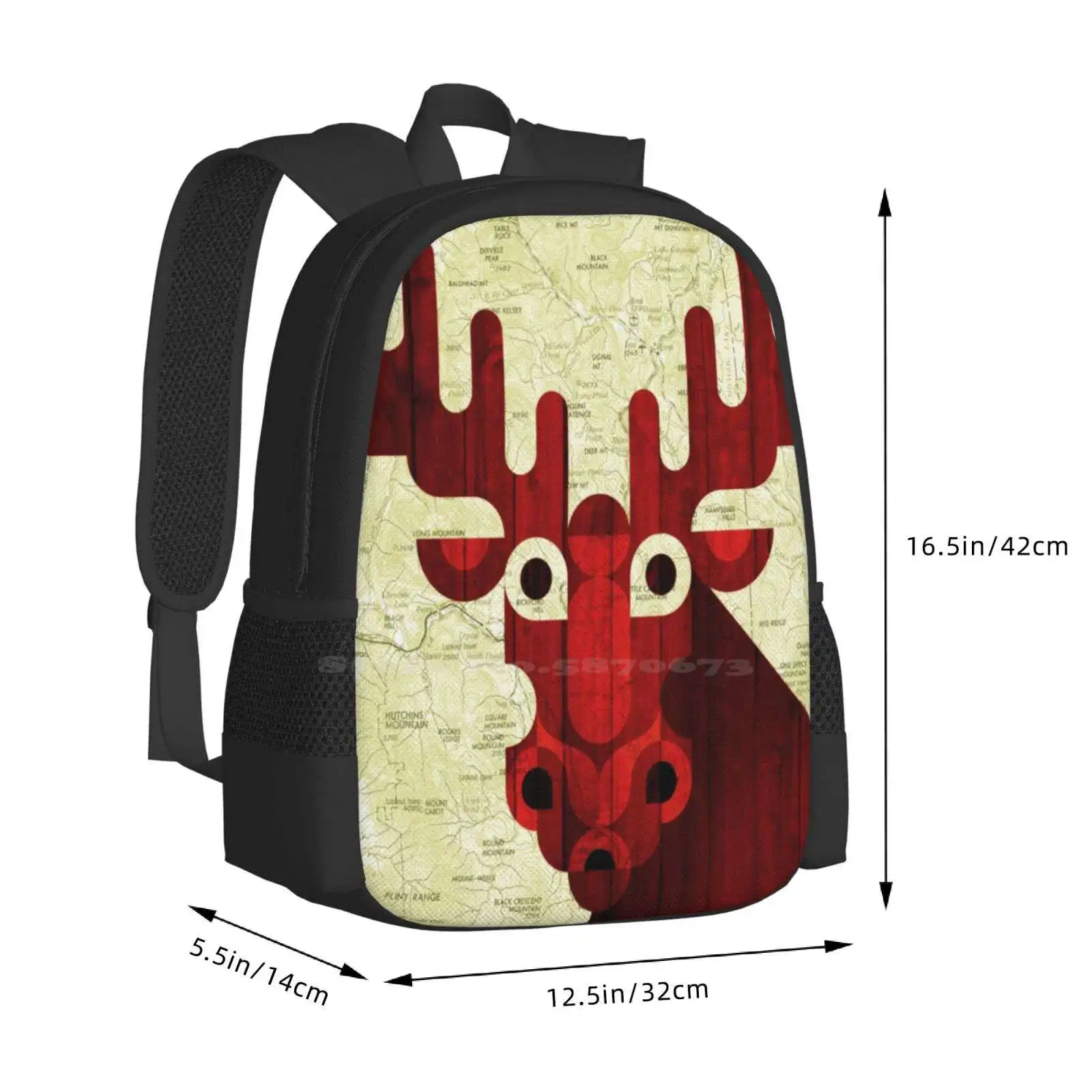 Mochila escolar con diseño de patrón de moda de alce, bolsa para portátil de viaje, Scottpartridgeart, ilustración Digital