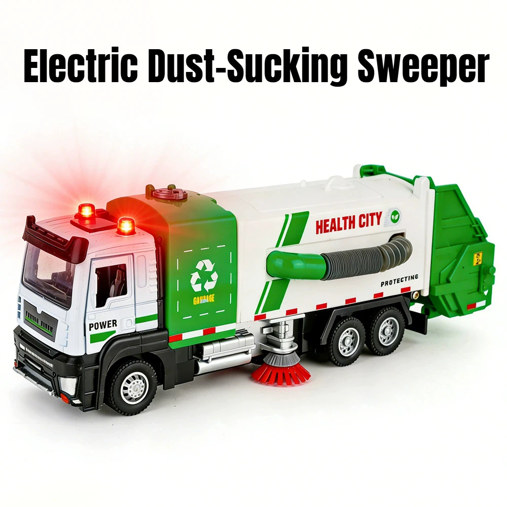 

1:32 Electric Dust-Sucking Sweeper Car Model Toy Concrete Mixer Truck Alloy Engineering Vehicles Sound Light Gifts for Children