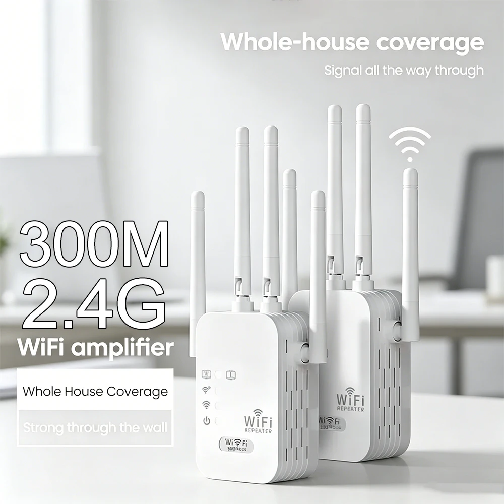 

300Mbps 2.4G WiFi Extender Long Range Wireless Repeater 802.11N Signal Booster Amplifier Home Network Router