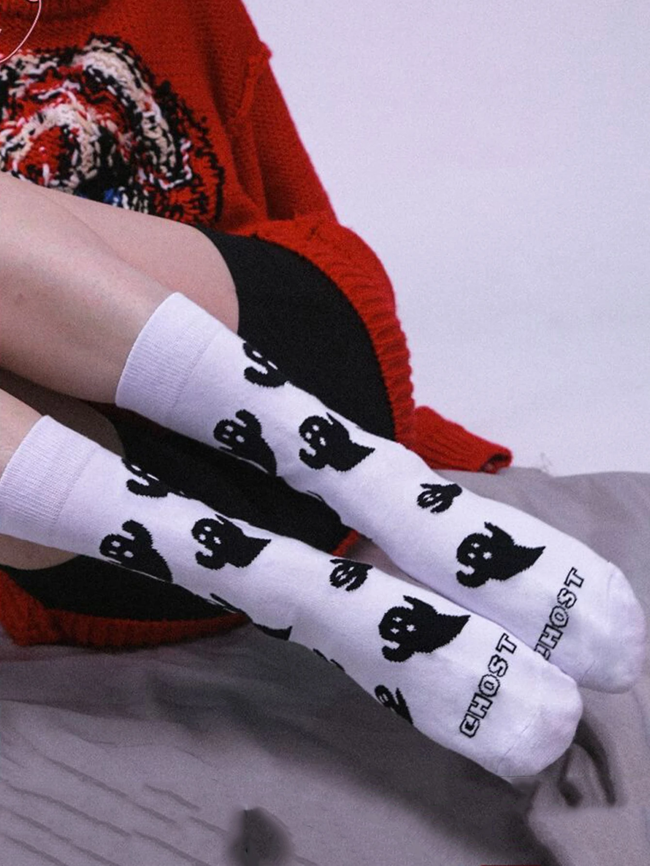 Хэллоуин Харадзюку характерные носки для пар забавные косплей уличный тренд носки для пар призрак принт мужские/женские средние носки-трубы