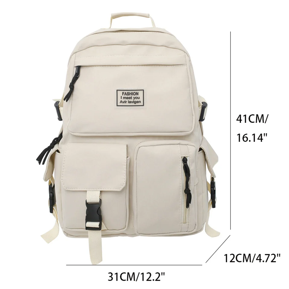 Fashionable and Casual Solid Color Nylon Multi Functional Zipper Large Capacity Student Backpack for Travel and School