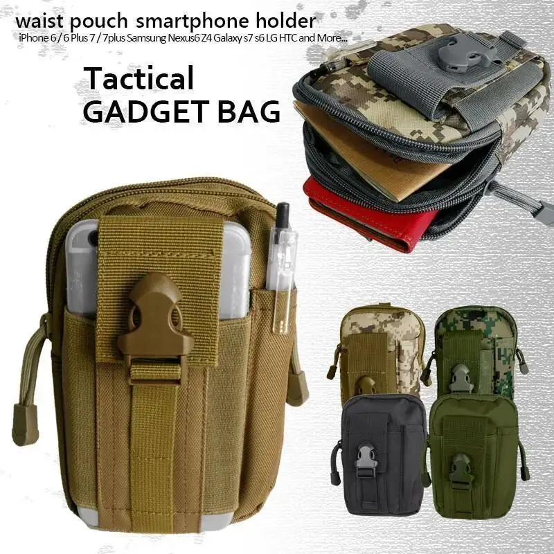 1000D Nylon Tactical Bag Outdoor Molle Pouch Belt Waist Pack Bag Phone Pocket Waist Fanny Pack for Outdoor Sports Running Hiking