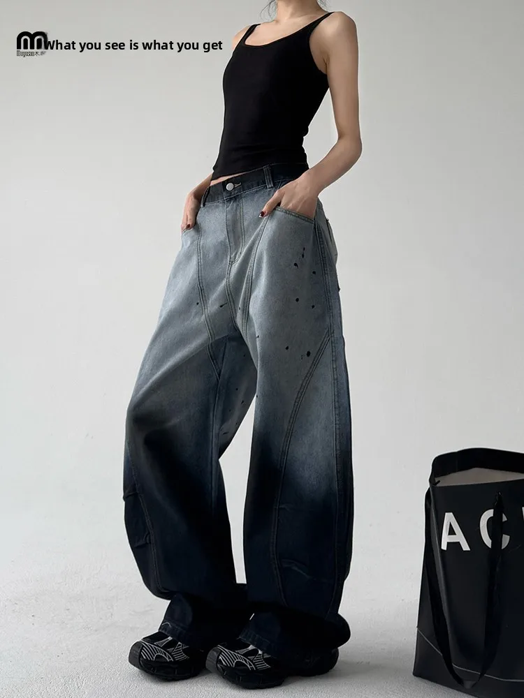 Jean à jambes larges pour femmes, pantalon en Denim extensible en coton, taille haute, ample, BF American Street Sle, nouvelle collection automne