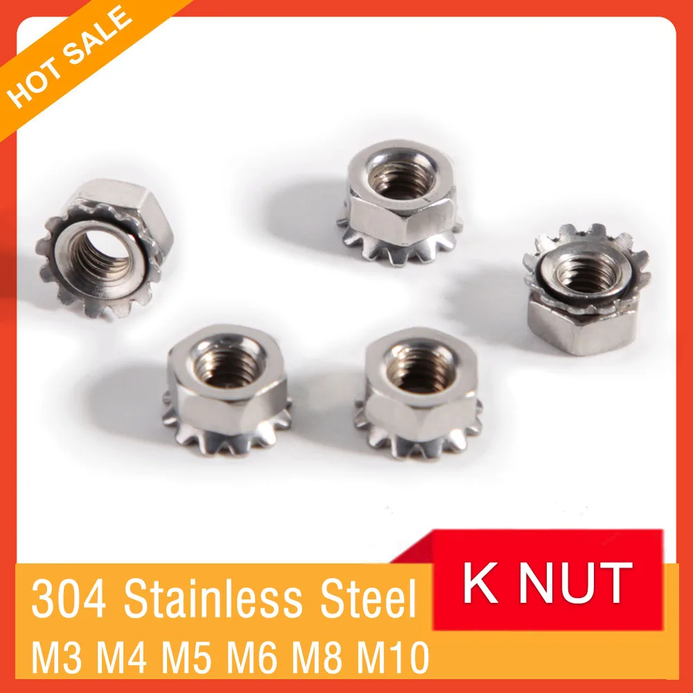 

M3 M4 M5 M6 M8 M10 K Lock Nut 304+420 Stainless Steel Hexagon Toothed Nut Anti-loosening