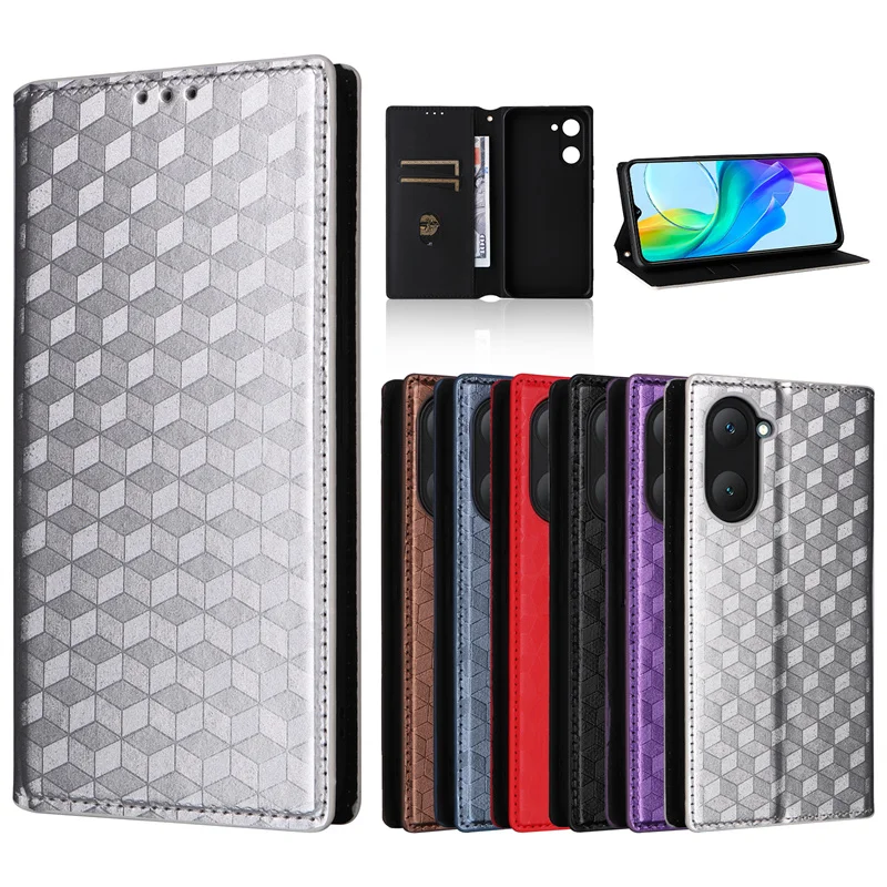 For Vivo Y03 4G V2332 Wallet Case Self-adhesive Flip PU Leather Phone Case For Vivo Y03 4G Magnetic Business Case