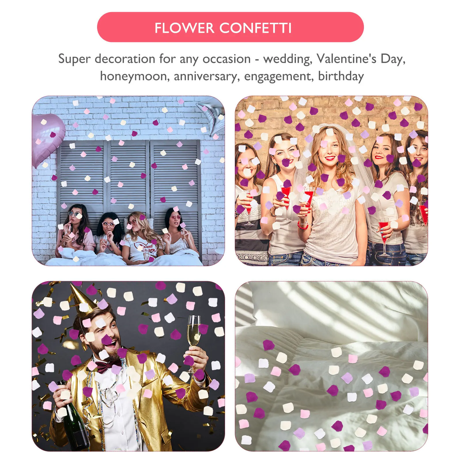 

50Packs Artificial Cloth Rose Petals Simulation Romantic Wedding Party Decoration Confetti Table Scatter Valentine Decor