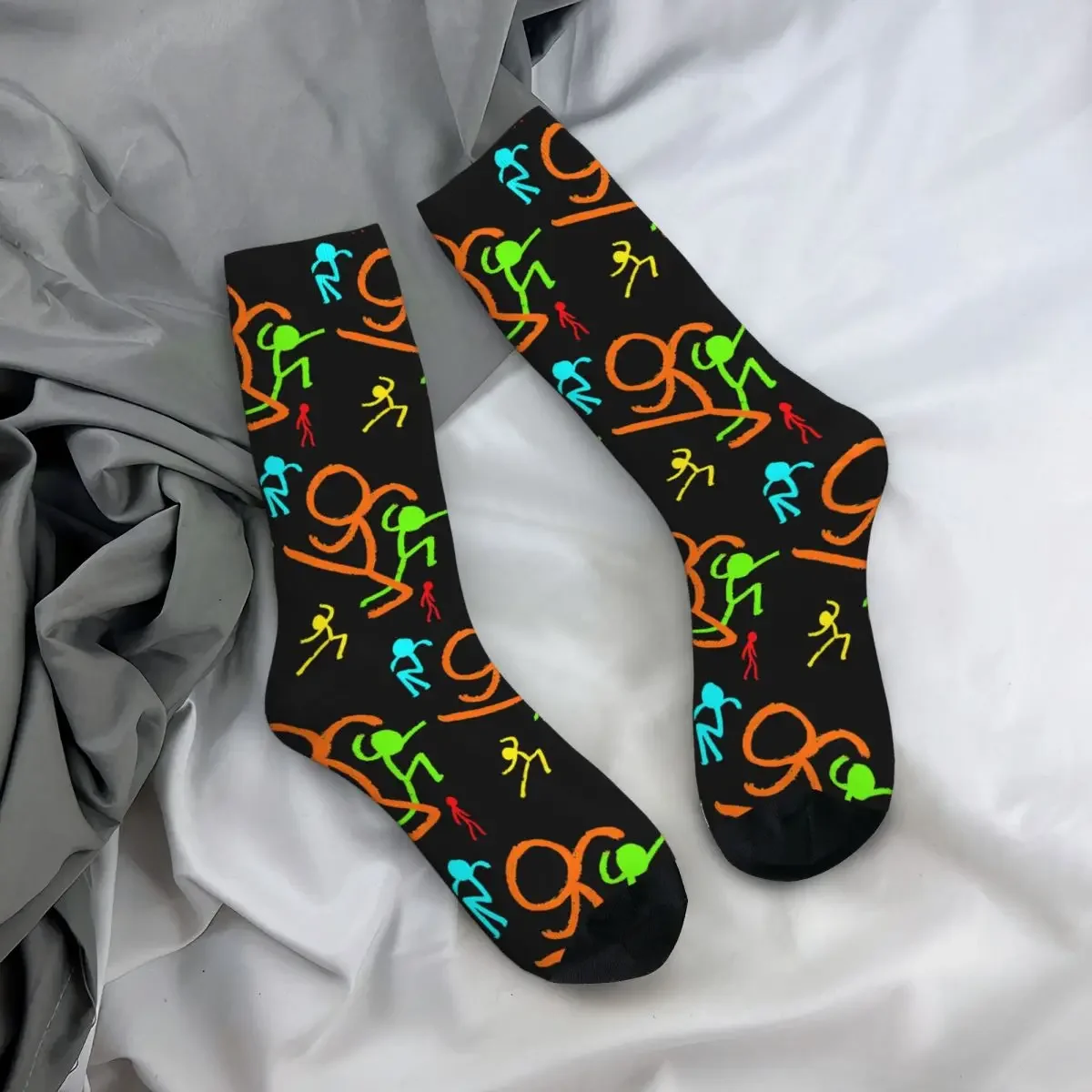 

All Seasons Crew Stockings Alan Becker Five Stick Figures Socks Crazy Hip Hop Long Socks for Men Women Valentine's Day Gifts