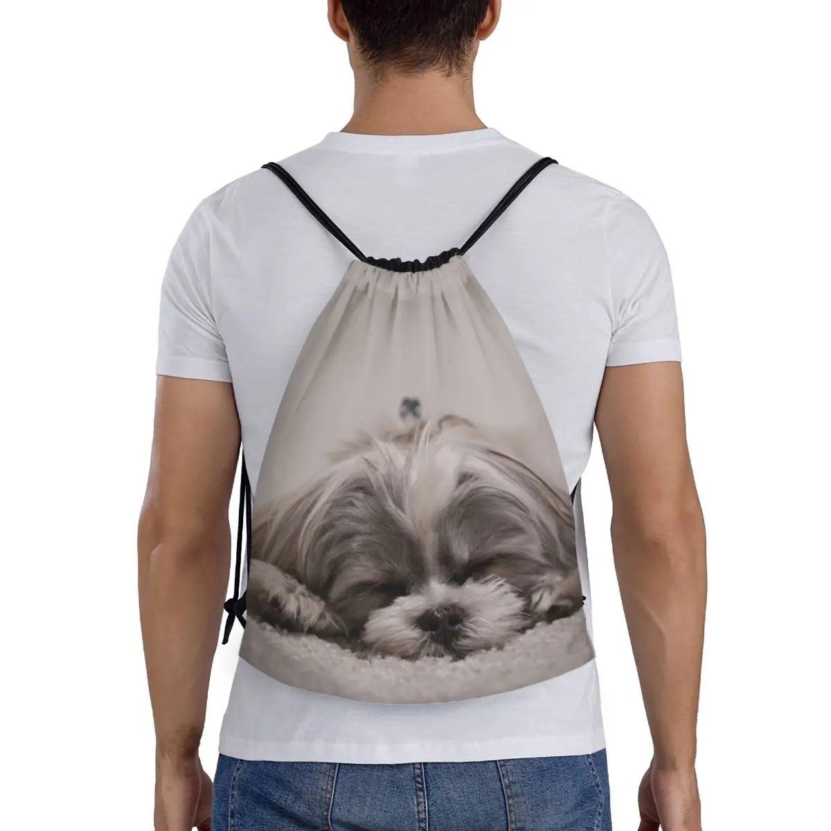 

Shih Tzu Sleeping Backpacks Casual Portable Drawstring Bags Sports Bag Book Bags For Man Woman School