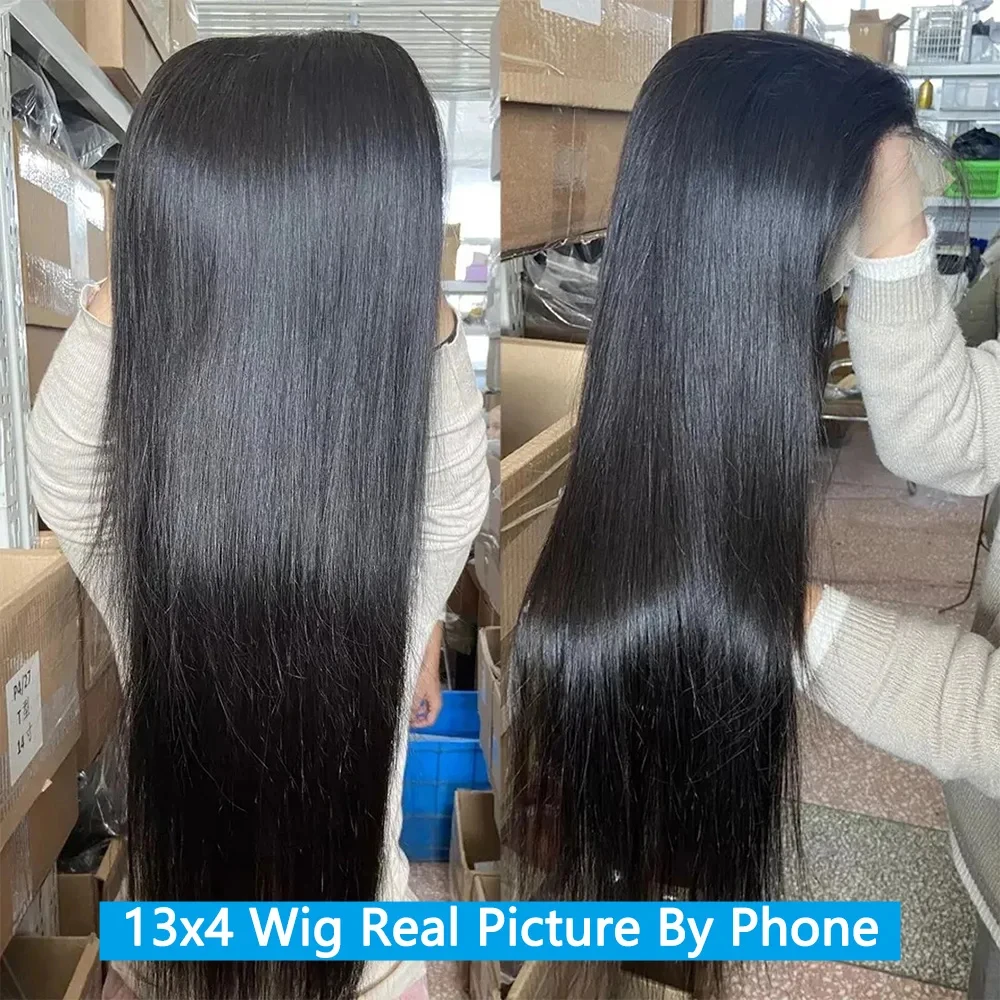 13X4 Wig rambut manusia renda depan 28 inci HD Wig transparan rambut manusia lurus murah Wig rambut manusia obral cuci gudang untuk wanita