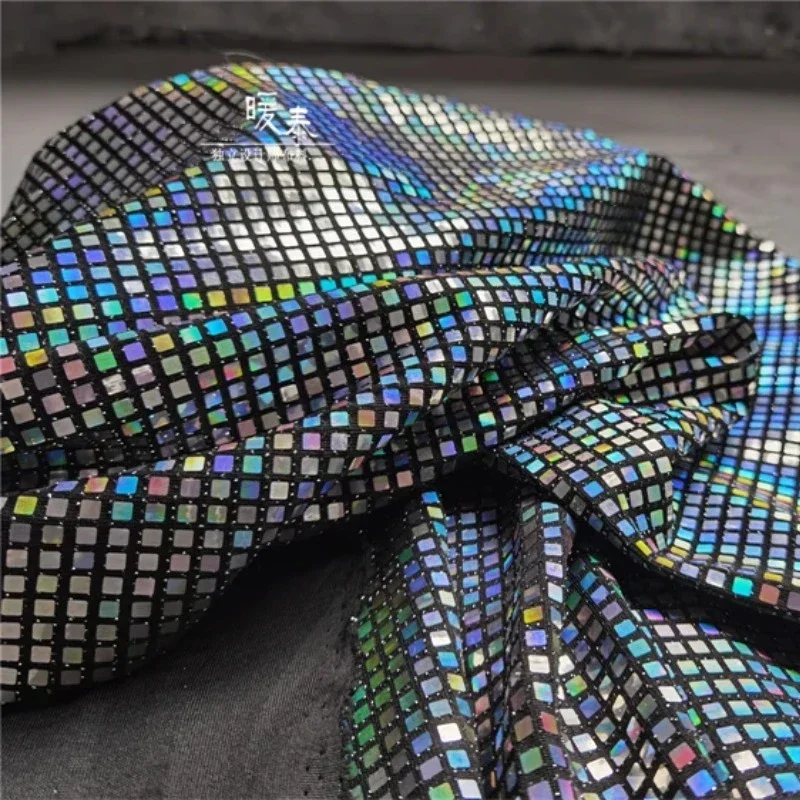 Laser Sequin Fabric Fir Diy Sewing Dress Half Length Skirt Fashion Clothing Creative Designer Fabrics Wholesale