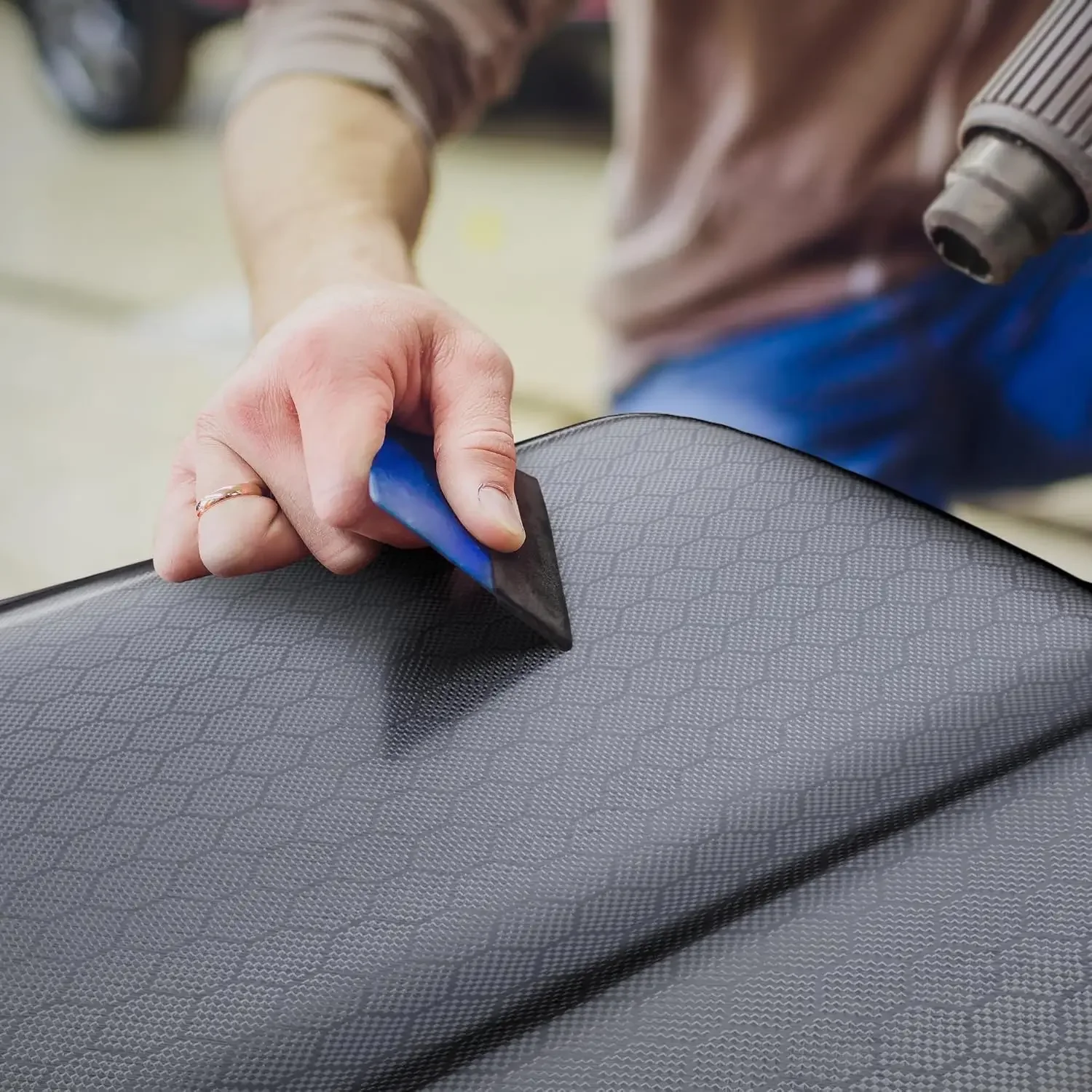 Involucro in vinile in fibra di carbonio forgiato nero per veicoli, motociclette, adesivi per auto con pellicola in carbonio a nido d'ape, fantasma cosmico