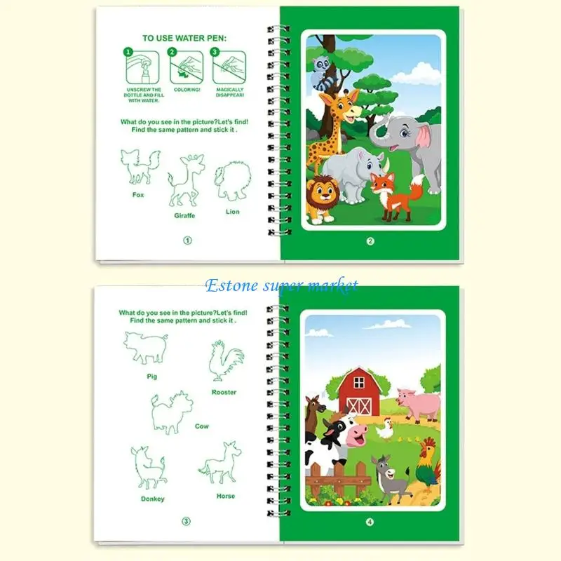 مجموعة دفاتر رسم المياه للأطفال من 090B، مكونة من 6 قطع، لعبة نشاط فني إبداعي مجانية #2