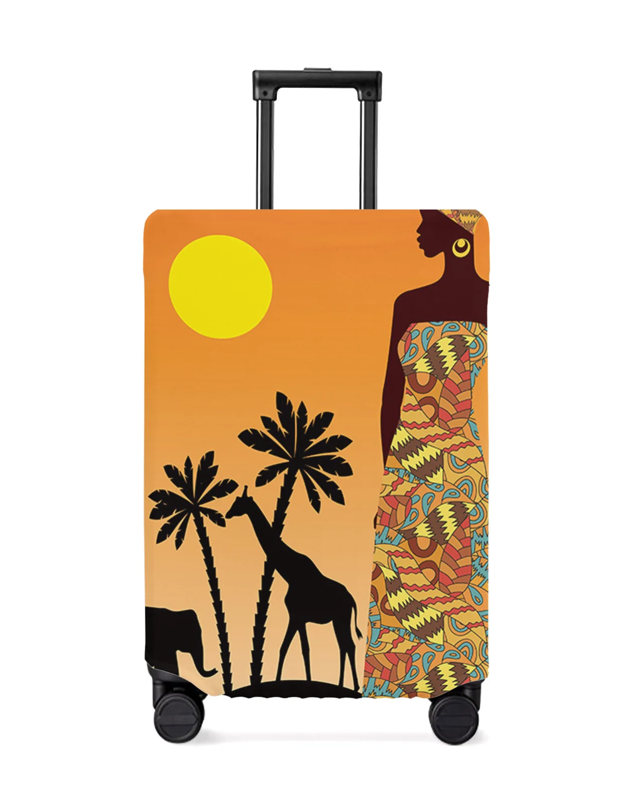 

Africa Sunset Women Elephant Giraffe Luggage Protective Cover Travel Accessories Suitcase Elastic Dust Case Protect Sleeve