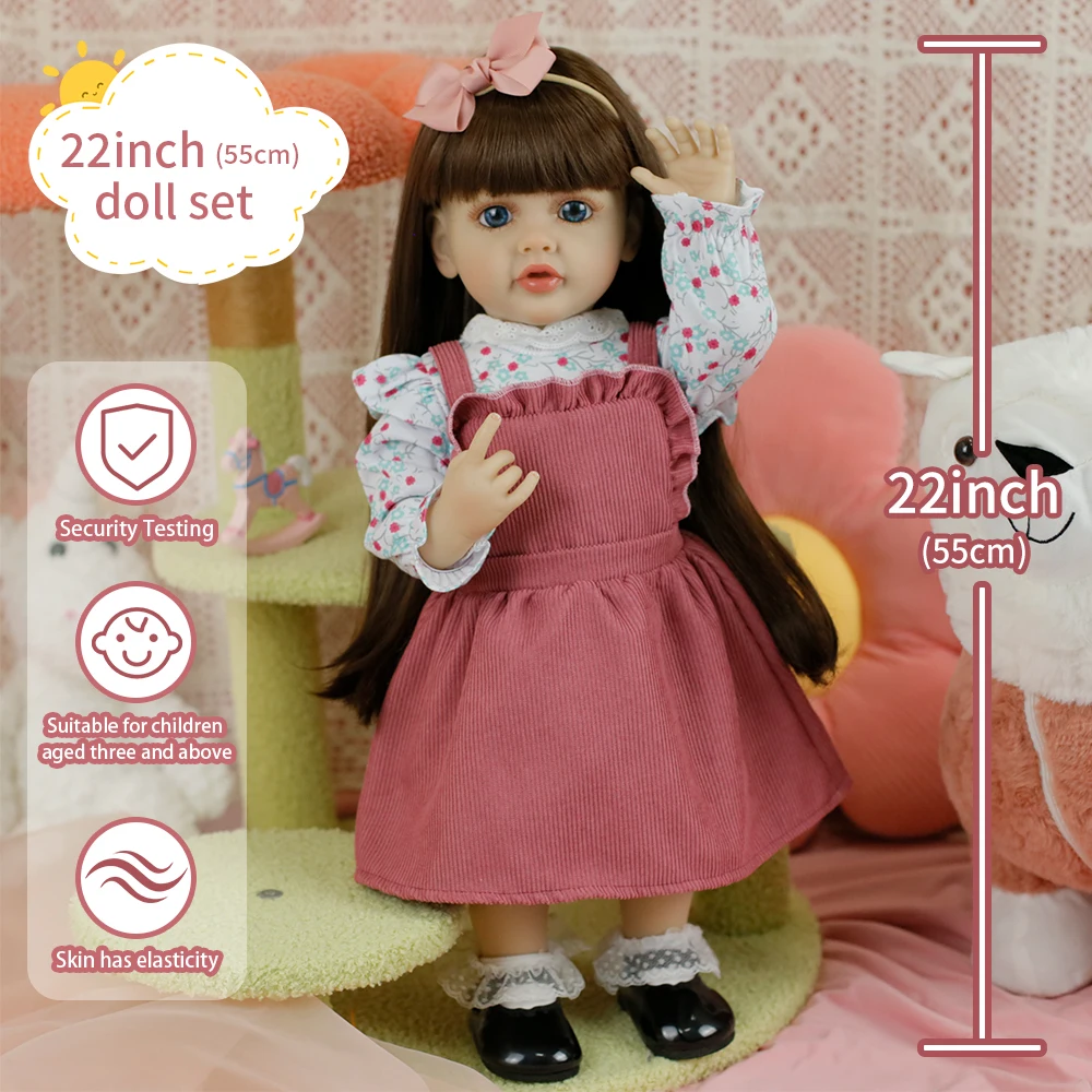 22 بوصة 55 سنتيمتر تولد من جديد طفل دمية بيتي كامل سيليكون الفينيل فتاة الجسم قابل للغسل بيبي عيد ميلاد هدية الكريسماس الدمى للفتيات اللعب