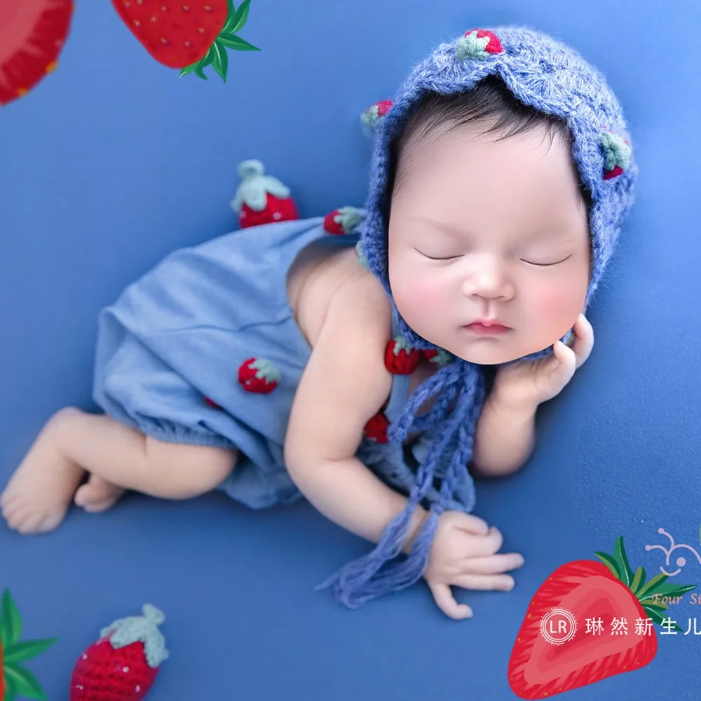 

❤️ Одежда для фотосъемки новорожденных, вязаная клубничная шапка + комбинезон, 2 шт./компл., реквизит для фотосессии для маленьких девочек, аксессуары, одежда, наряды