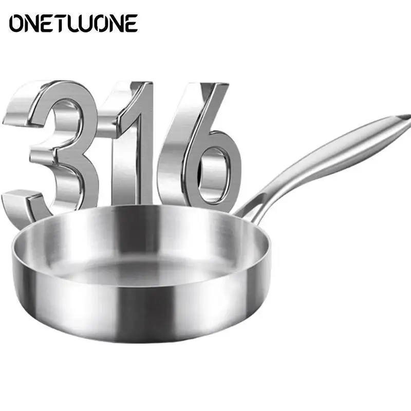 

Сковорода из нержавеющей стали 316, 16/20 см, сковороды для жарки, бытовая индукционная кастрюля без покрытия, кухонная посуда вок