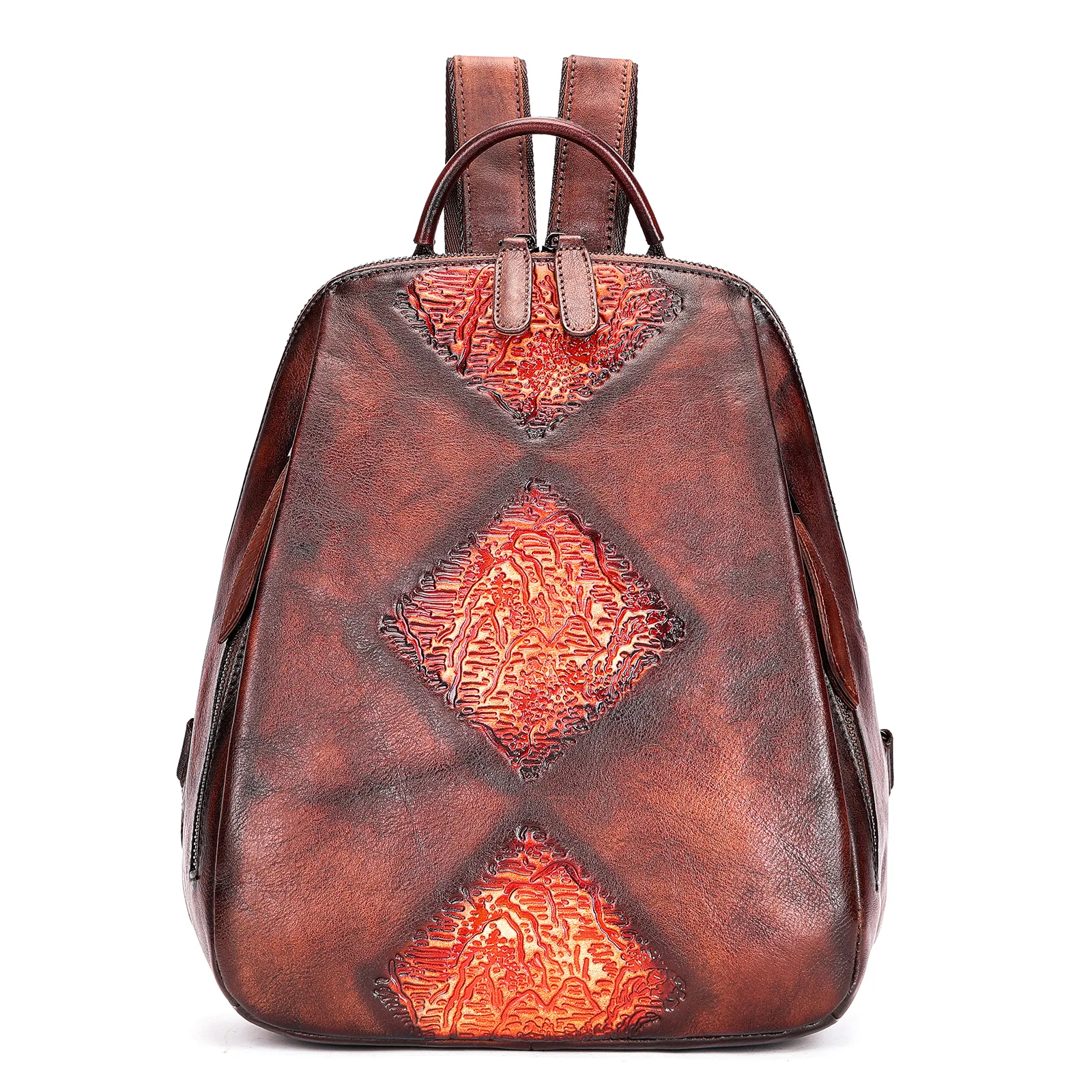 Vintage Women Genuine Leather Backpack First Layer Cowhide Travel Shoulder Bags Luxury Handmade Real Cow Leather School Bagpack