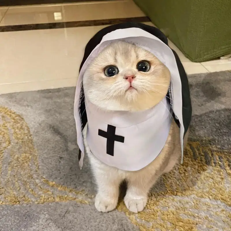 Dog Nun Costume Halloween Cosplay Nun Costume Funny Dog Costume Sister Habit Pet Cloth Cute Dress Up Pet Costume For Small Cats