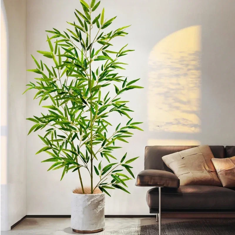 Planta Artificial de Bambú y Monstera Alta, Palmera Artificial de 5 Ramas, Plantas Tropicales Artificiales para Decoración de Interiores y Exteriores del Hogar y Jardín