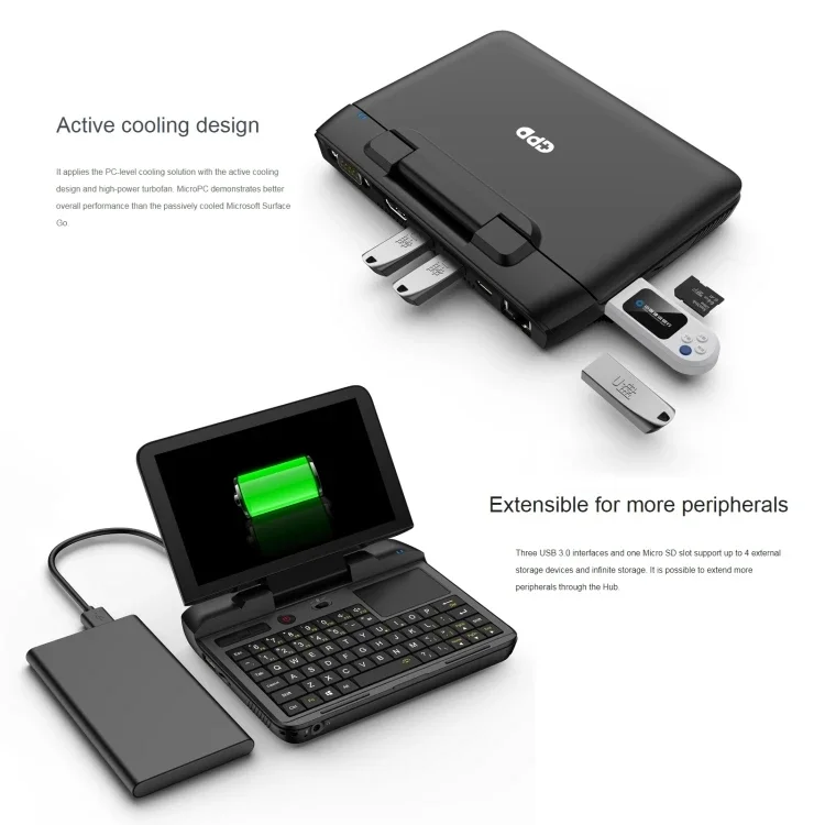 2025GPD MicroPC كمبيوتر محمول صغير للألعاب 6.0 بوصة 8 جيجابايت + 256 جيجابايت Win 10 Intel Celeron N4120 رباعي النواة كمبيوتر محمول صغير للألعاب للأعمال #3
