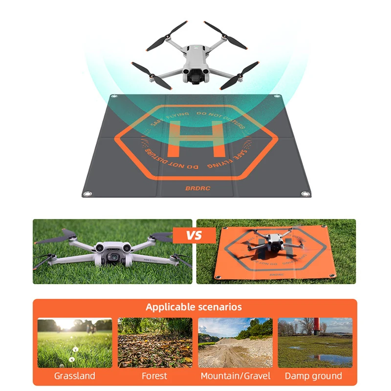 BRDRC Quadcopters Landing Pad for DJI Mini 4K/Avata 2/Mini 3 Pro/Mavic 3 Pro/Air 3/FIMI X8 SE Drone Waterproof Landing Platfrom