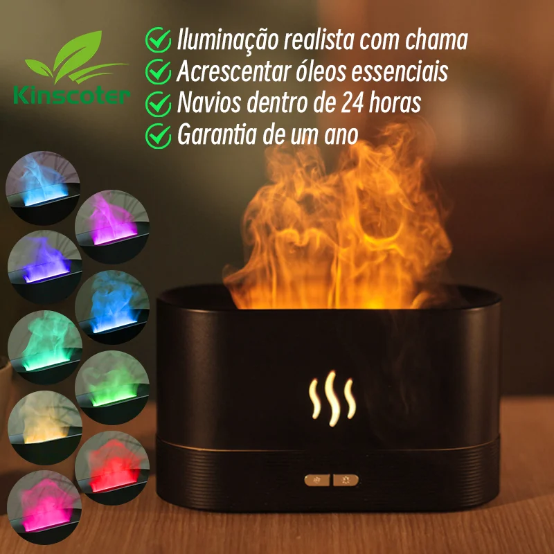 KINSCOTER aroma difusor umidificador de ar fabricante de névoa fria ultra-sônica fogger óleo essencial levou chama da lâmpada difusor