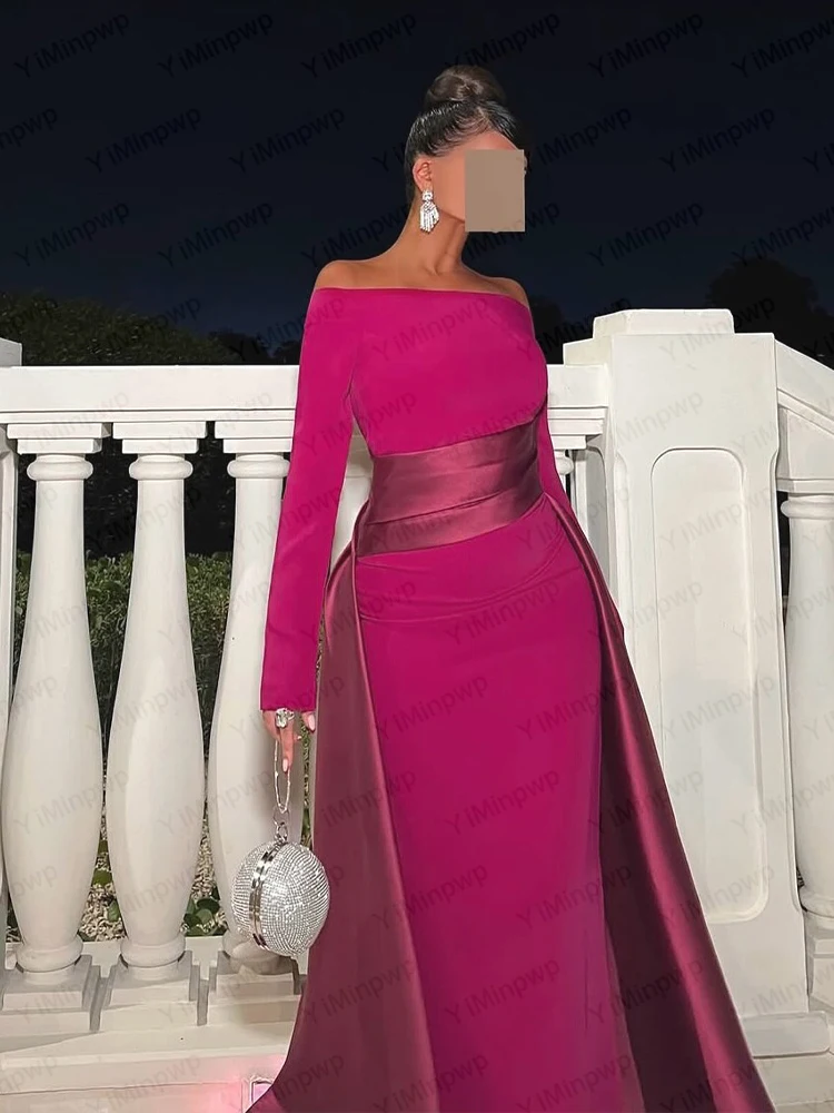 Элегантные вечерние платья Гала с открытыми плечами и длинными рукавами Платье русалки для выпускного вечера со шлейфом Вечернее свадебное платье для гостей по индивидуальному заказу