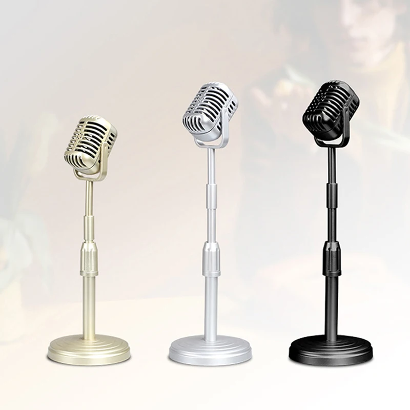 Simulation Classic Retro Dynamic Vocal Microphone Vintage Style Mic Universal Stand For Live Performanc Karaoke Studio Record