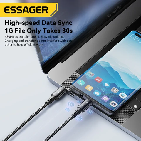 Essager 240 Вт USB-C Кабель 67 Вт Быстрая Зарядка 6A для Xiaomi и Redmi — изображение товара