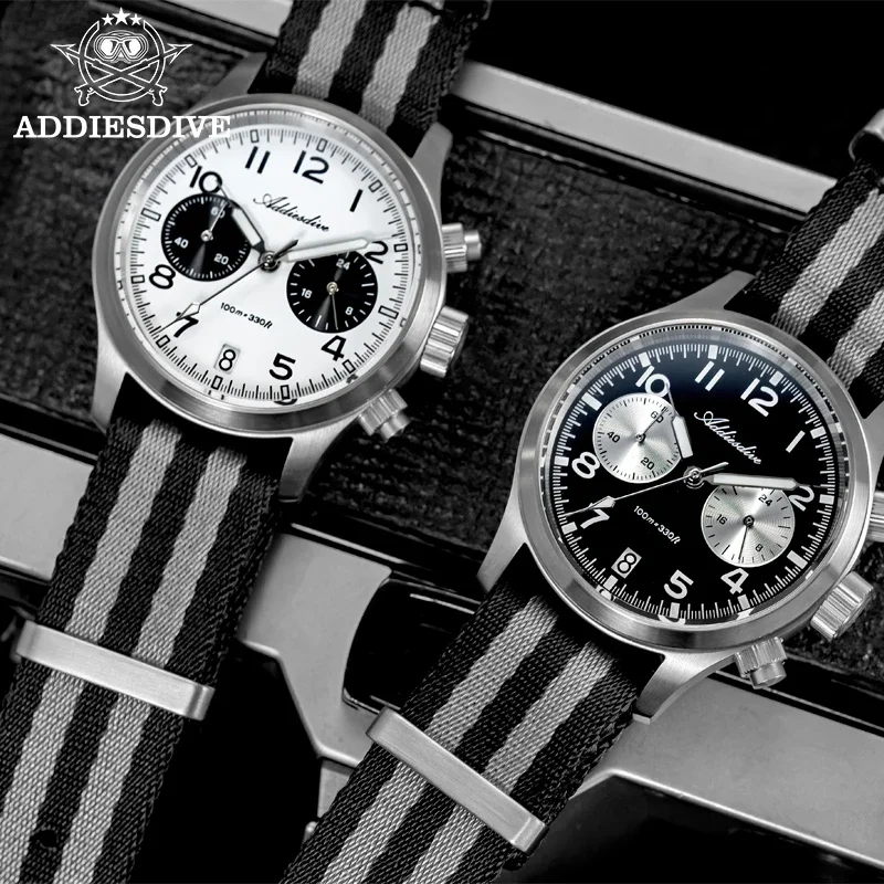 

ADDIESDIVE New Luxury Men Quartz Watch Sapphire Mirror Super Luminous Chronograph 100m Waterproof 316L Stainless Steel Watches