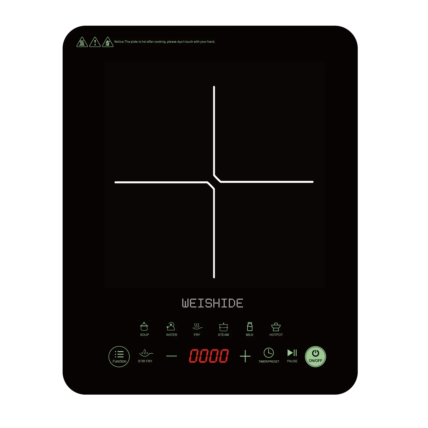 Multifunction Induction Cooker Ceramic 1200W-1800W Portable Electric Cooktop Preset Temperature Stir-Fry Timer Preset Child Lock