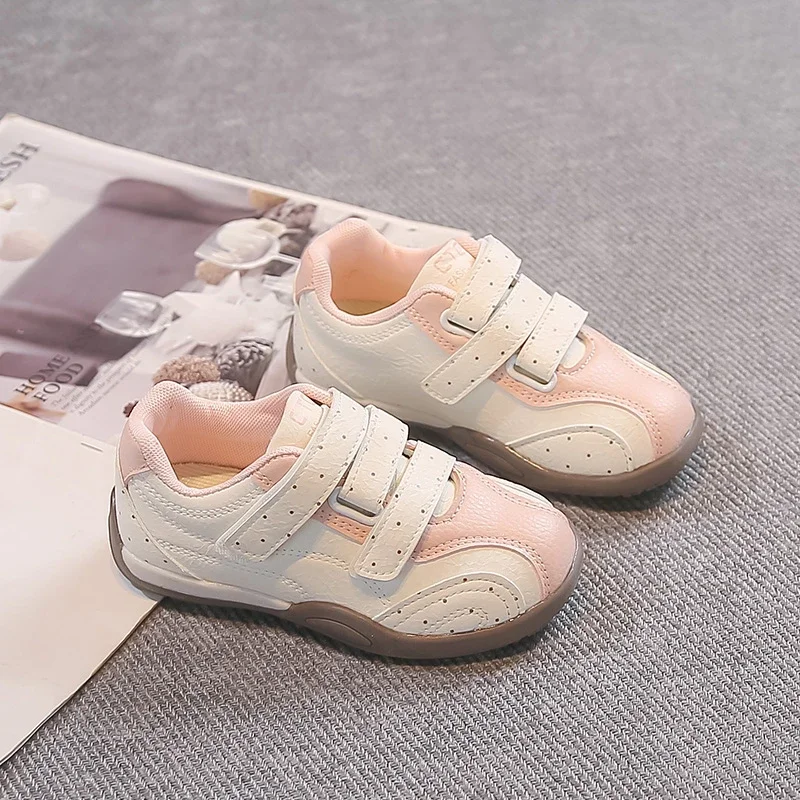 Toddler Double Hook and Loop Casual Sneakers, Retro Color Block Non Slip Rubber Sole Walking Shoes, Lightweight  Shoes EU26-37