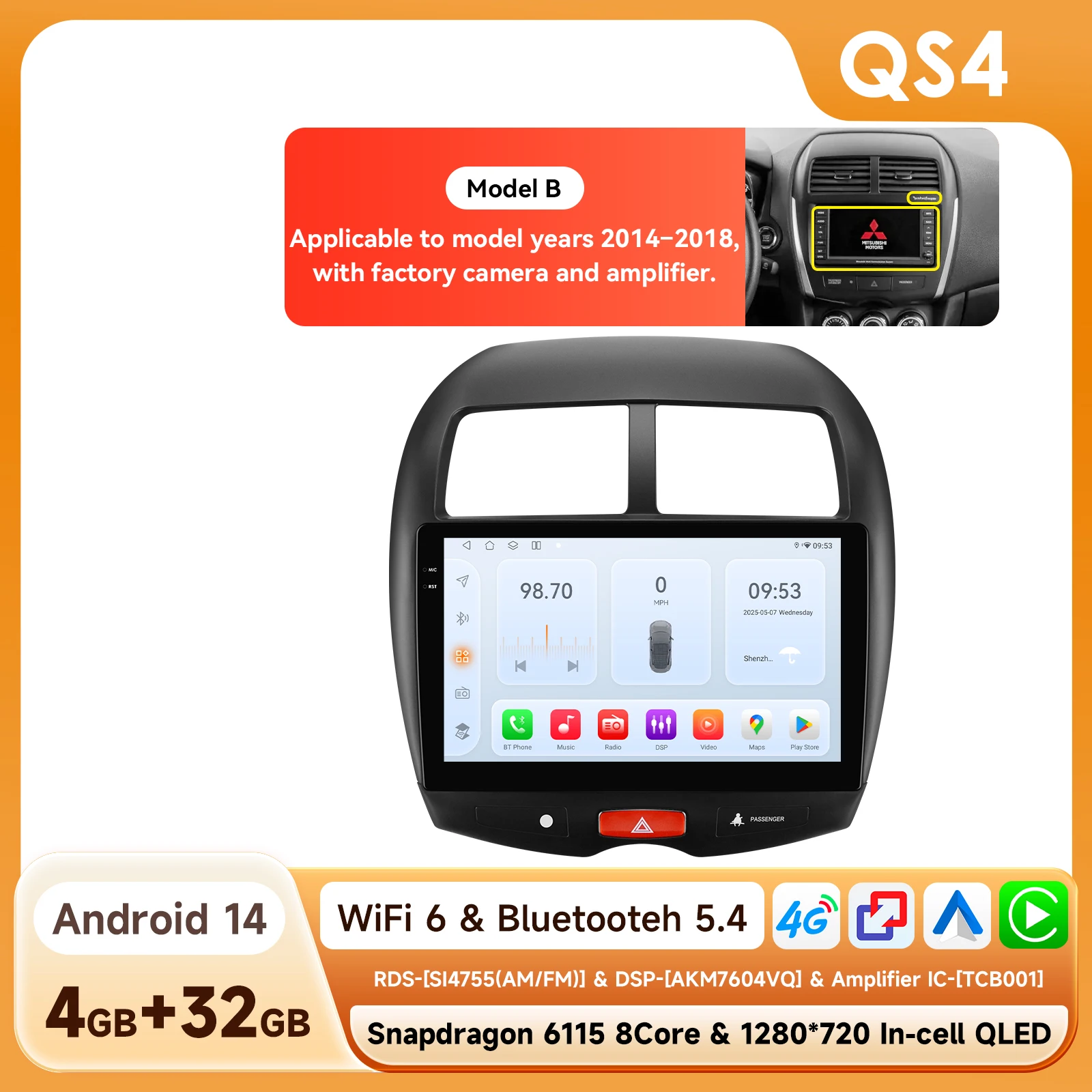 Hizpo 10.1 "Autoradio Intelligente Systemen Voor Mitsubishi Asx 1 2010 - 2018 Multimedia Carplay Android Auto Gps Nr. 2 Din 2din Dvd