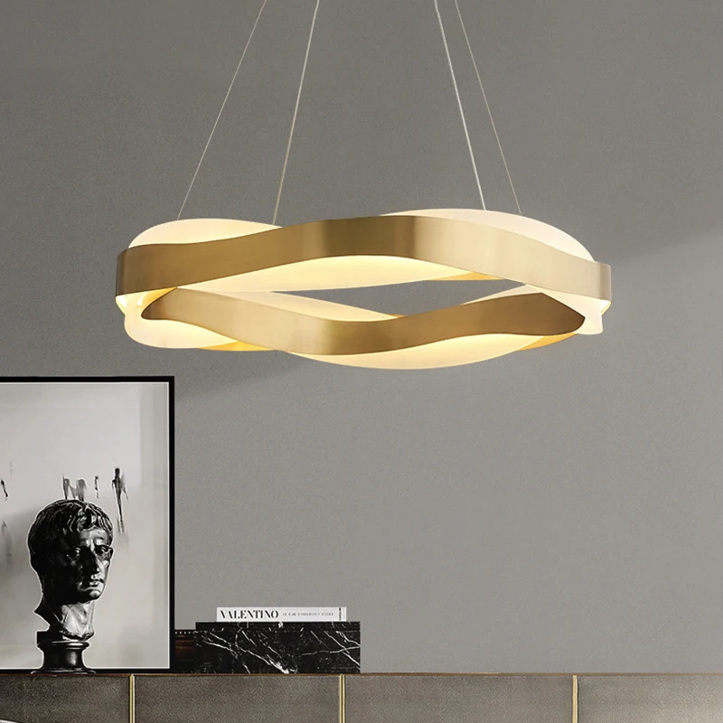 New Modern Gold Pendant Lamp Nordic LED Three Color Dimming Chandelier for Living Room Bedroom Restaurant Decor Hanging Lighting