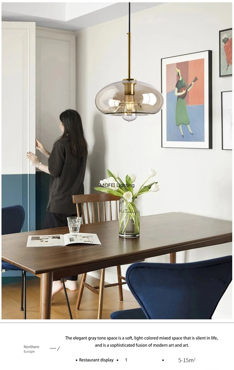 Art Industrial Retro E27 Glass Pendant Light Nordic Loft Chandelier Kitchen Restaurant Minimalist Hanging Lamp Suspension LED
