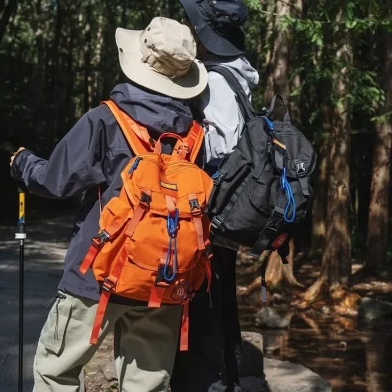 Nylon brilho laranja mochilas de alta qualidade corda à prova água grande capacidade casual sacos ao ar livre para unisex 2025 nova venda quente