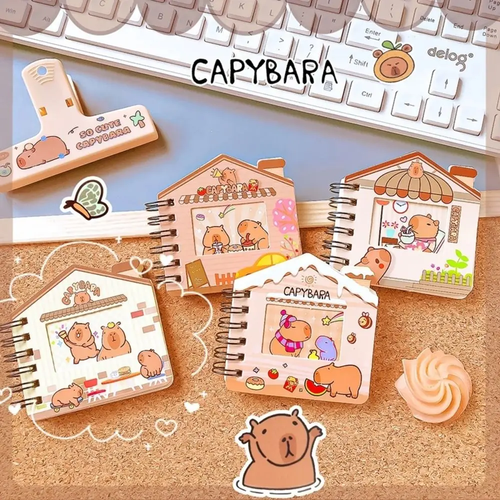 Portable Cute Capybara Notebook Aesthetic Kawaii Color Page Diary Notepad Loose Leaf Mini Writing Pad Student